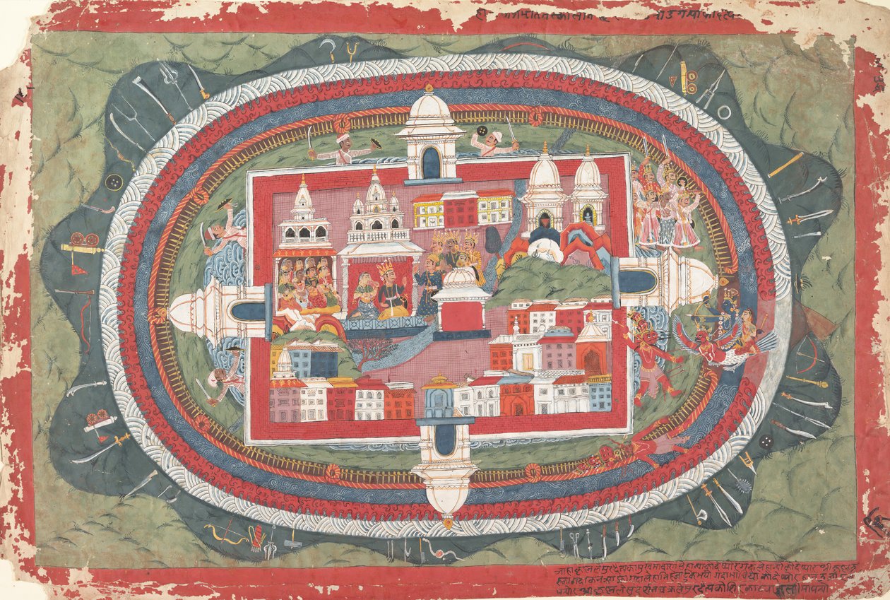 Seite aus einem verstreuten Bhagavata Purana Manuskript, Leben von Krishna, ca. 1775 von Unbekannt