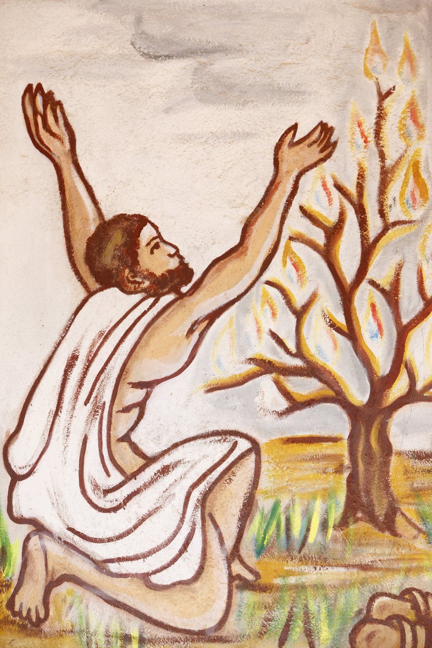 Gemälde in der Kirche Unsere Liebe Frau von Togo: Der brennende Busch, Togoville, Togo von Unbekannt
