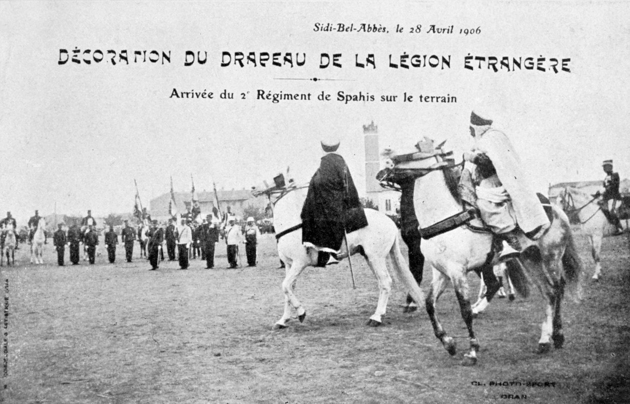 Parade der Flagge der französischen Fremdenlegion, Sidi Bel Abbes, Algerien, 28. April 1906 von Unbekannt