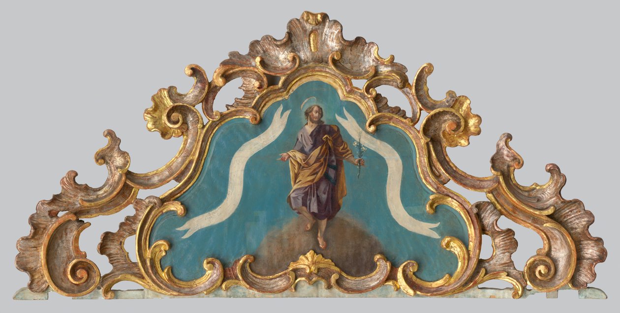 Giebel eines Altars mit einer Heiligenfigur von Unbekannt