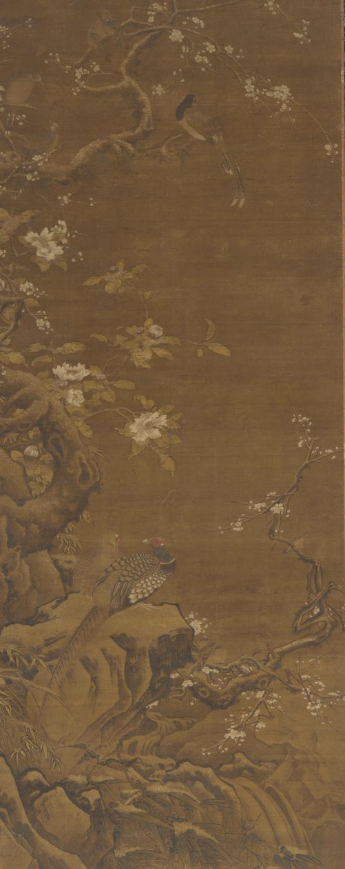 Fasane und schneebedeckte Pflaumenblüten, Ming- oder Qing-Dynastie, 15.-18. Jahrhundert von Unbekannt