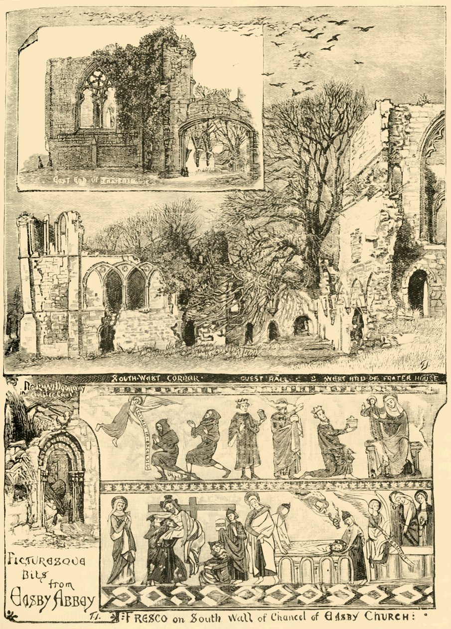 Malerische Stücke aus der Easby Abbey, 1898 von Unbekannt