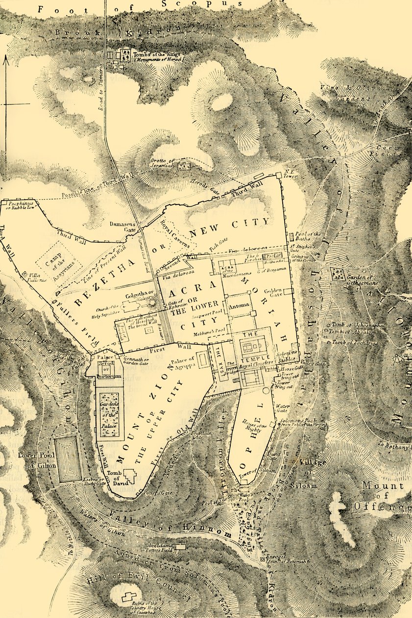 Plan von Jerusalem im ersten christlichen Jahrhundert, 1890 von Unbekannt