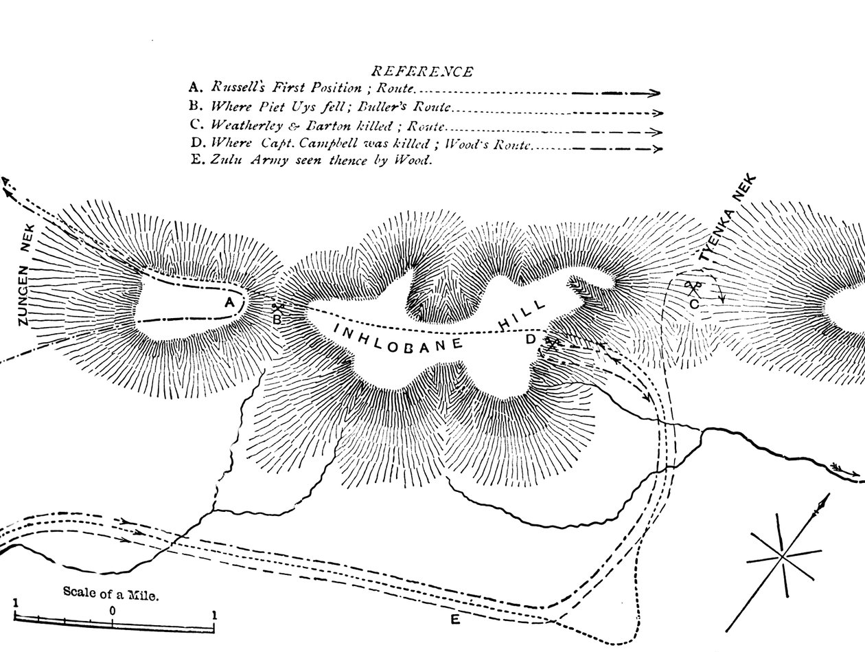 Plan des Kampfes auf dem Inhlobane-Berg, 28. März 1979, um 1880 von Unbekannt