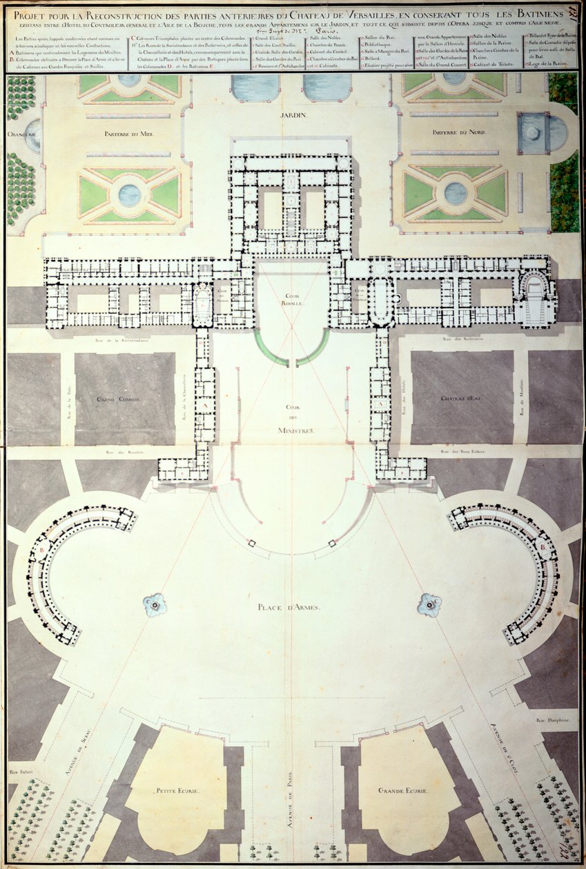 Pläne zur Umgestaltung von Versailles, Frankreich, 1780 von Unbekannt