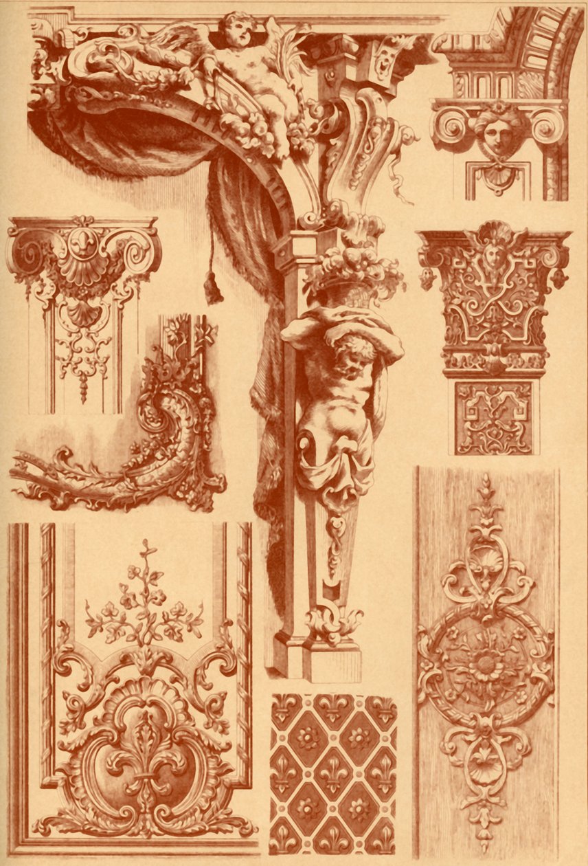 Stuckornamente, Frankreich, 17. und 18. Jahrhundert, 1898 von Unbekannt
