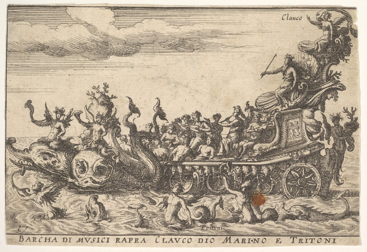 Platte 16: Schiff der Musiker mit dem Meeresgott Glaucus und Tritonen, 1664 von Unbekannt