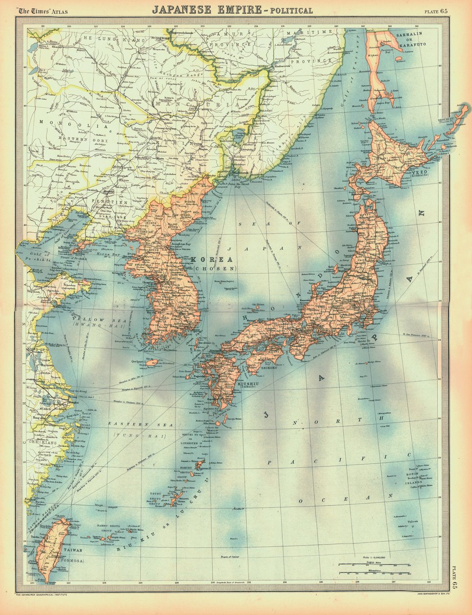 Politische Karte des Japanischen Reiches, frühes 20. Jahrhundert von Unbekannt