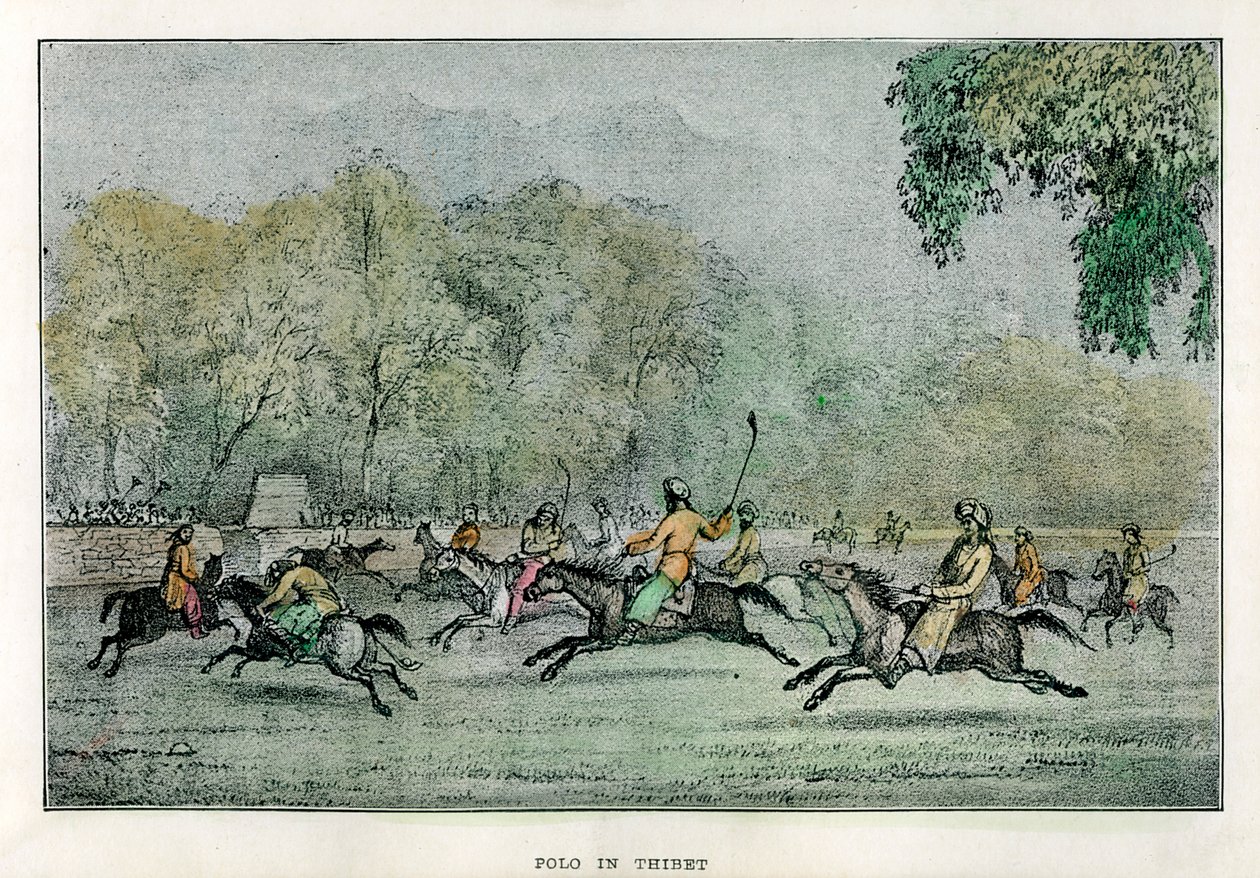 Polo in Tibet, 19. Jahrhundert von Unbekannt