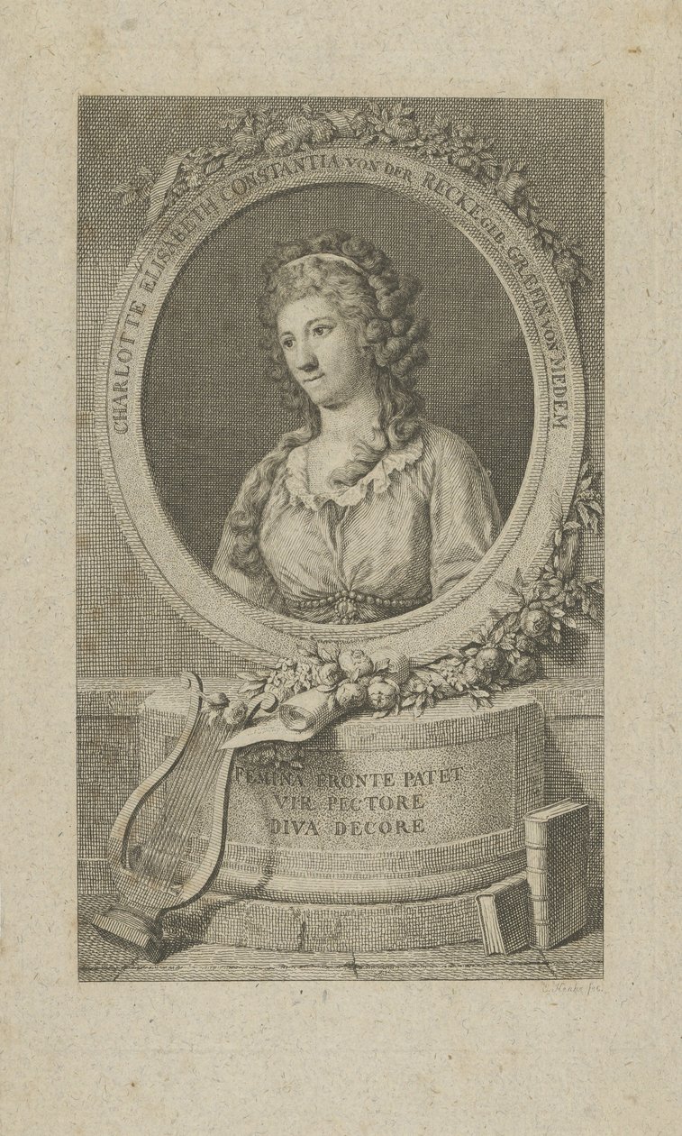 Porträt von Elisa von der Recke, 1754-1833, 1792 von Unbekannt