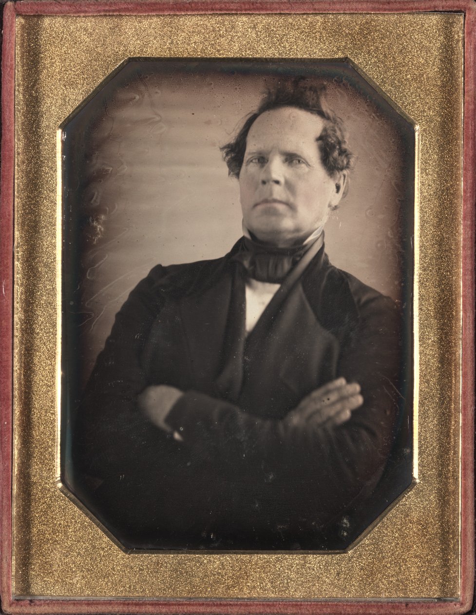 Porträt eines Mannes, der sich von der Kamera weglehnt, späte 1840er Jahre von Unbekannt