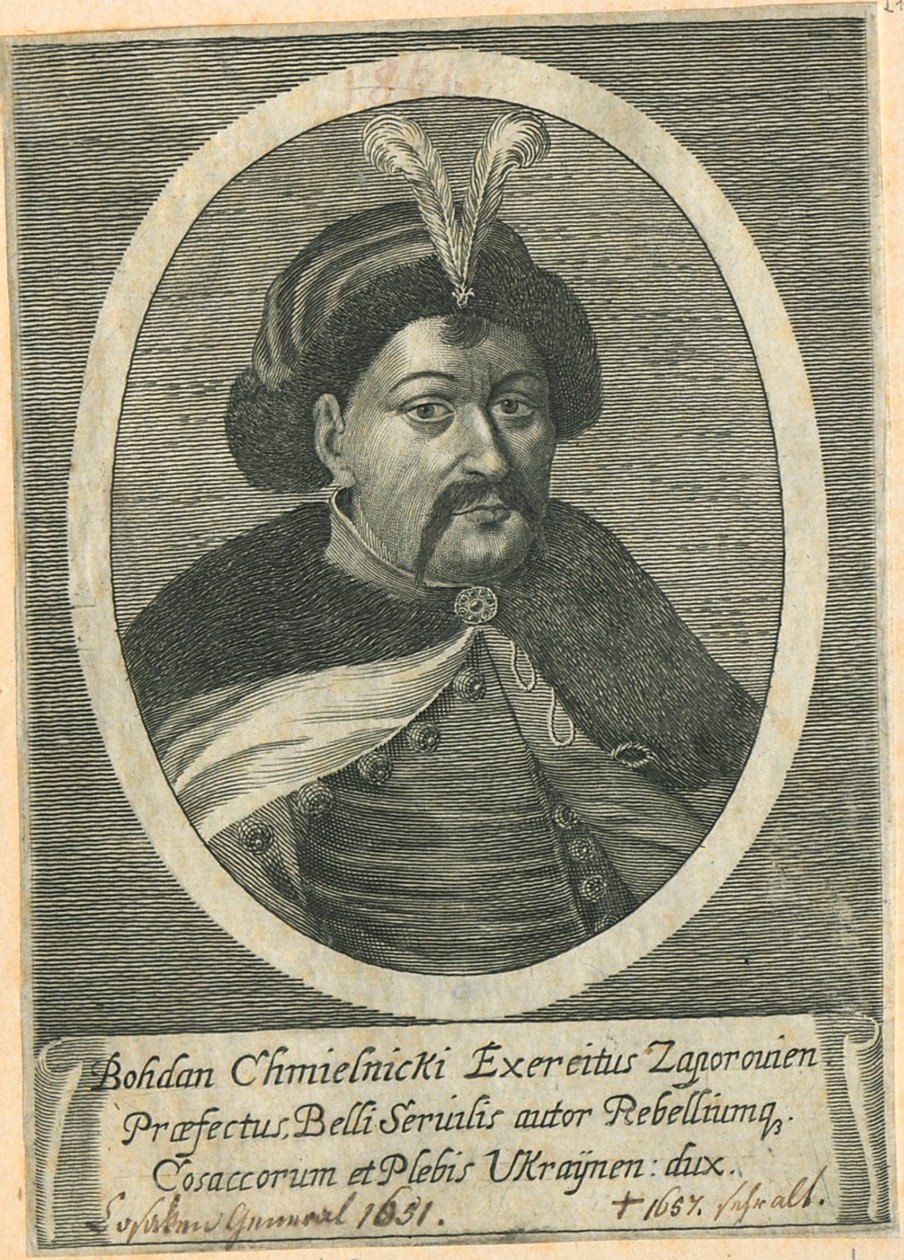 Porträt des Kosakenhetmans der Ukraine Bohdan Chmelnyzkyj 1595-1657 von Unbekannt