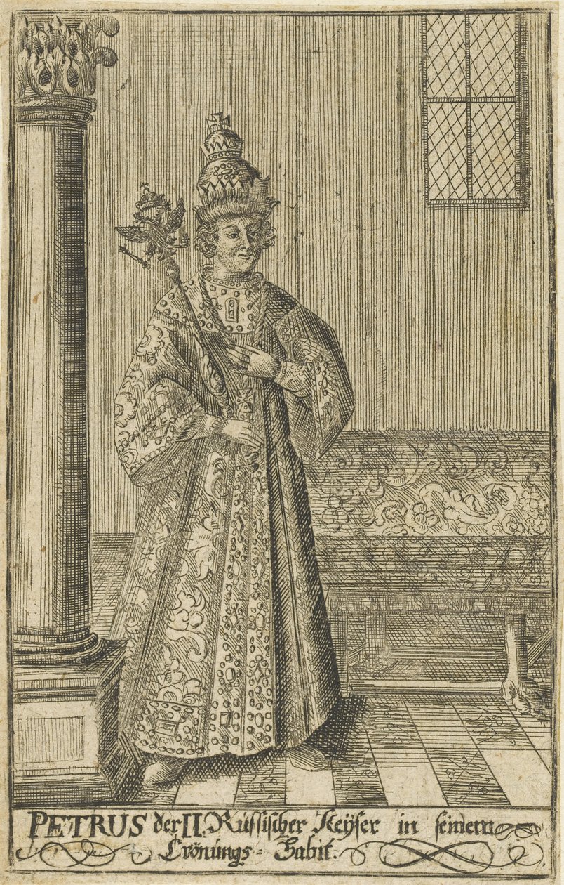 Porträt des Zaren Peter II. von Russland 1715-1730, um 1730 von Unbekannt