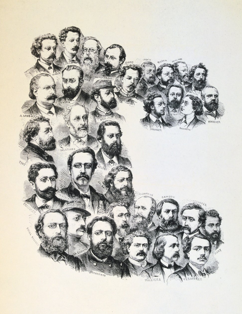 Plakat mit Porträts der Kommunarden, Pariser Kommune, 1871 von Unbekannt