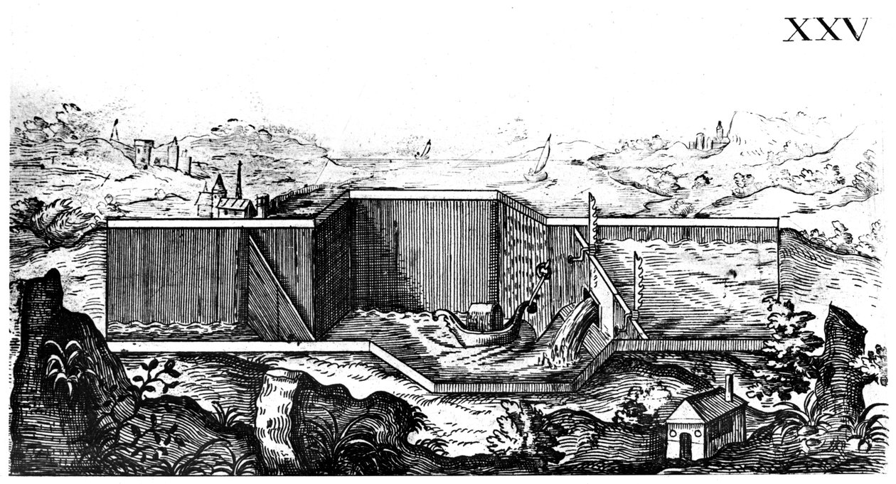 Schleuse, 1664 von Unbekannt