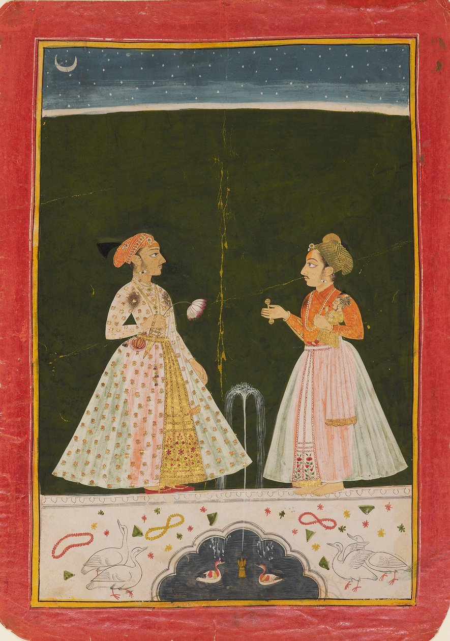 Prinz Amar Singh mit seinem kleinen Sohn, frühe 1690er Jahre von Unbekannt