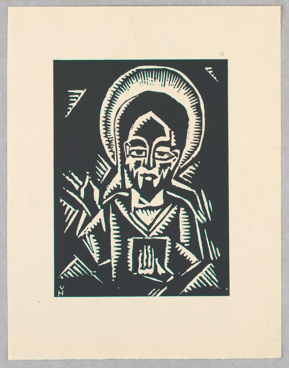 Druck, Christos Zehajici, Christus, Platte III, Äthiopien, cili Christos, Madonna und Heilige, wie ich sie in den Illuminierungen alter äthiopischer Kodizes gesehen habe Portfolio von Unbekannt