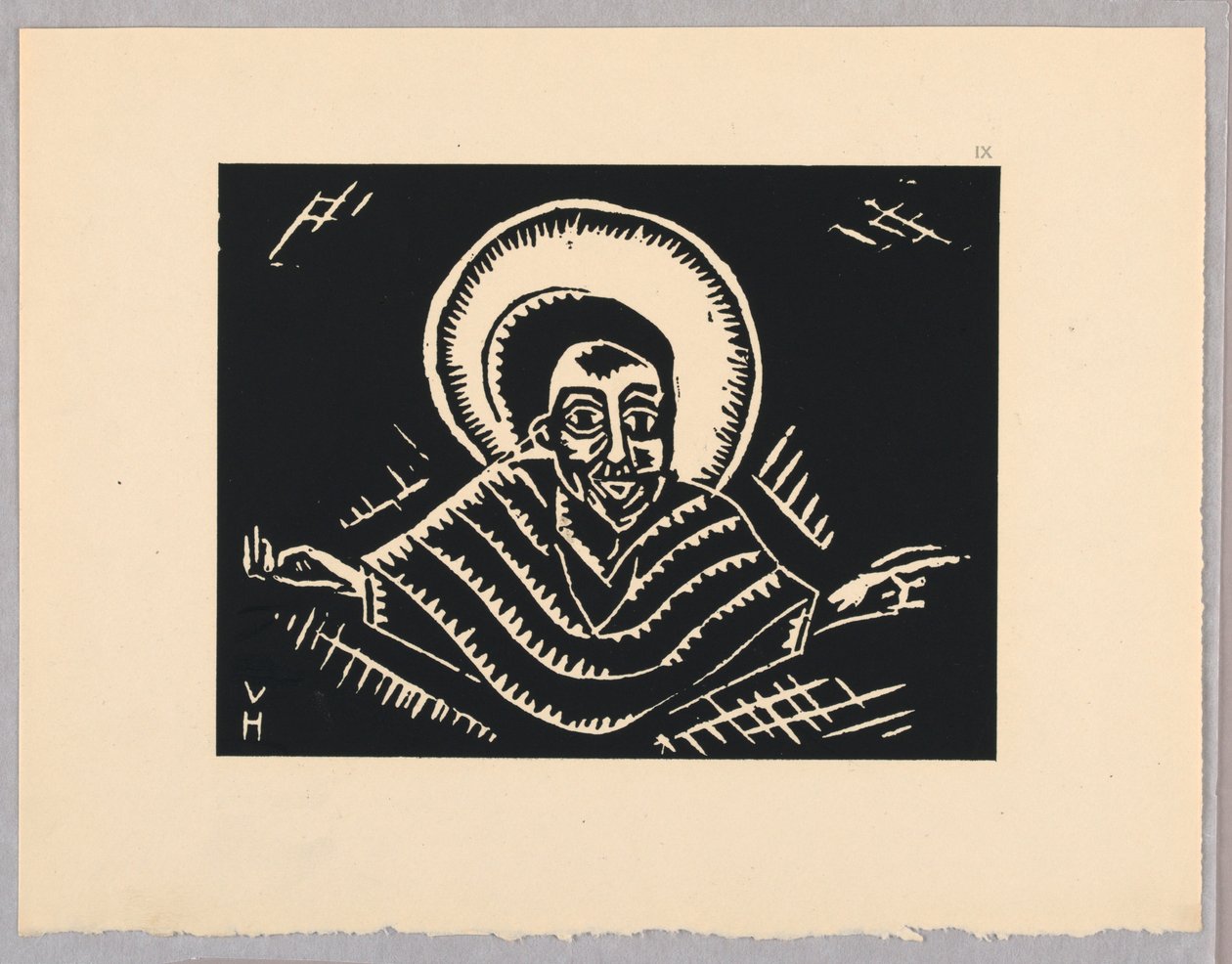 Druck, Christos o Poslednim Soude, Christus, Platte IX, Äthiopien, cili Christos, Madonna und Heilige, wie ich sie in den Illuminierungen alter äthiopischer Kodizes gesehen habe Portfolio von Unbekannt
