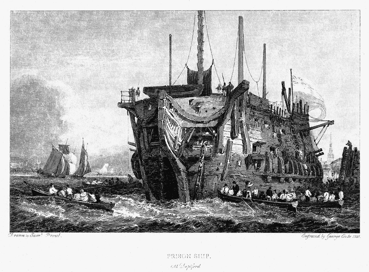 Gefängnisschiff in Deptford, London von Unbekannt