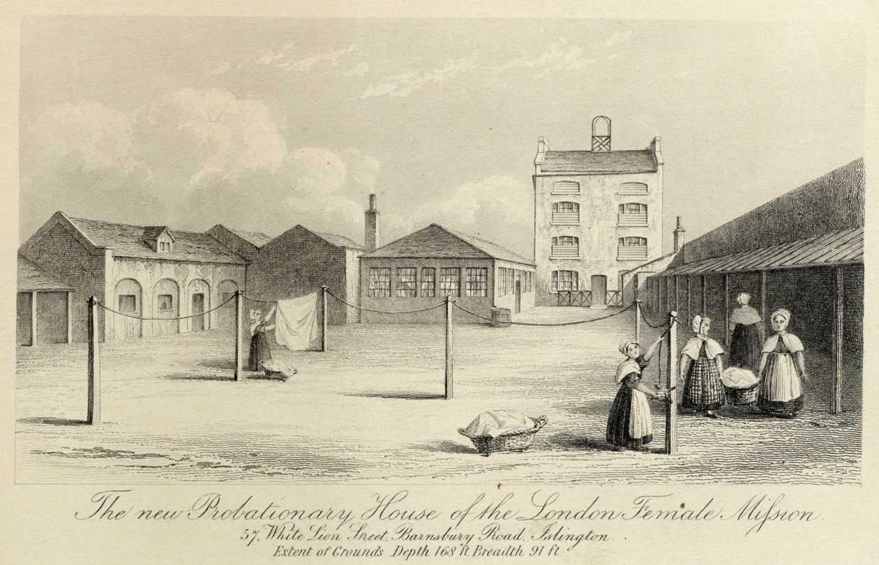 Bewährungshaus der London Female Mission, 57 White Lion Street, Islington, London, um 1836 von Unbekannt