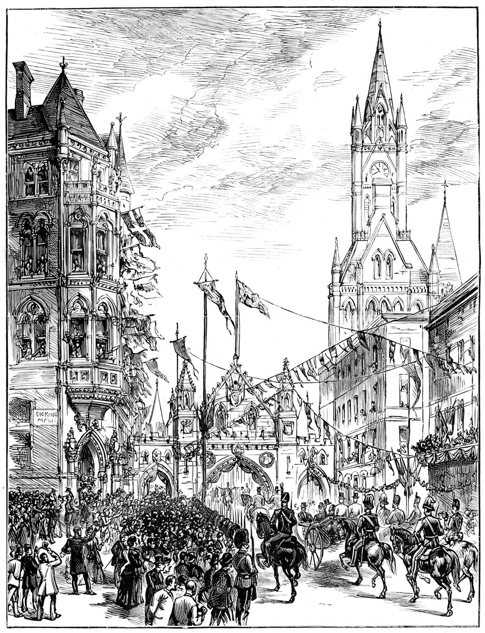 Prozession nähert sich dem Rathaus, Manchester, 1887 von Unbekannt