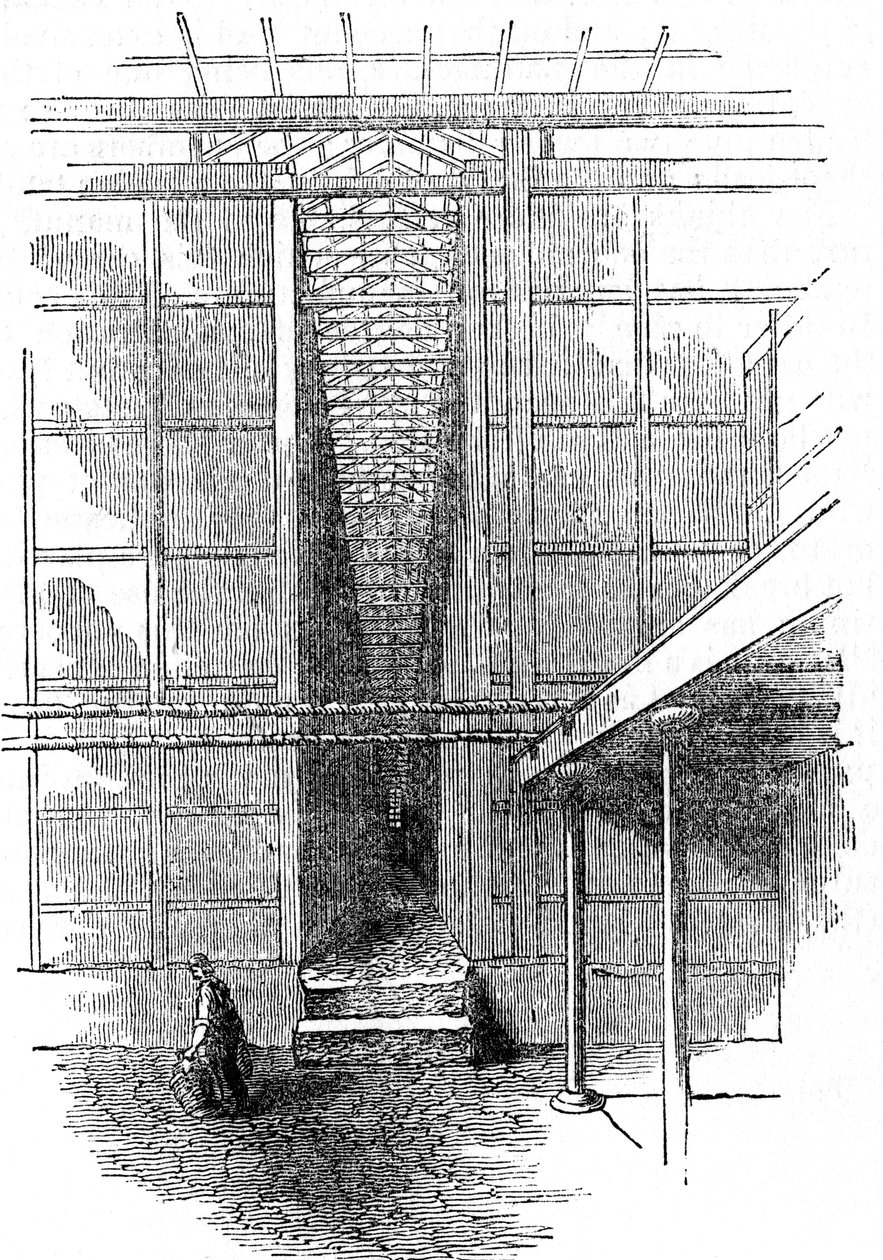 Produktion von Schwefelsäure Öl von Vitriol oder H2S04, 1844 von Unbekannt