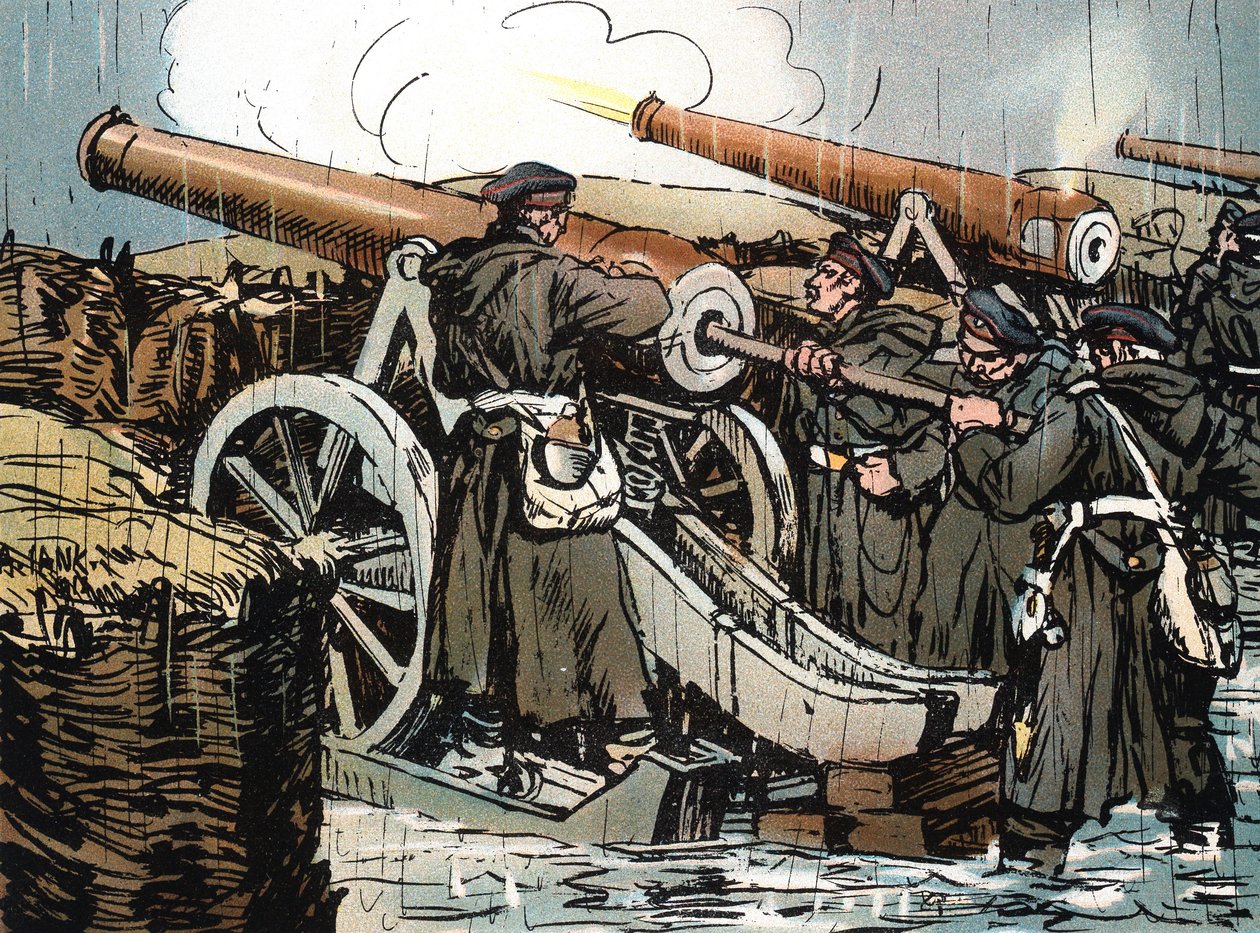 Preußische Artilleriebatterie im Einsatz, Deutsch-Französischer Krieg, 1870-1871 von Unbekannt