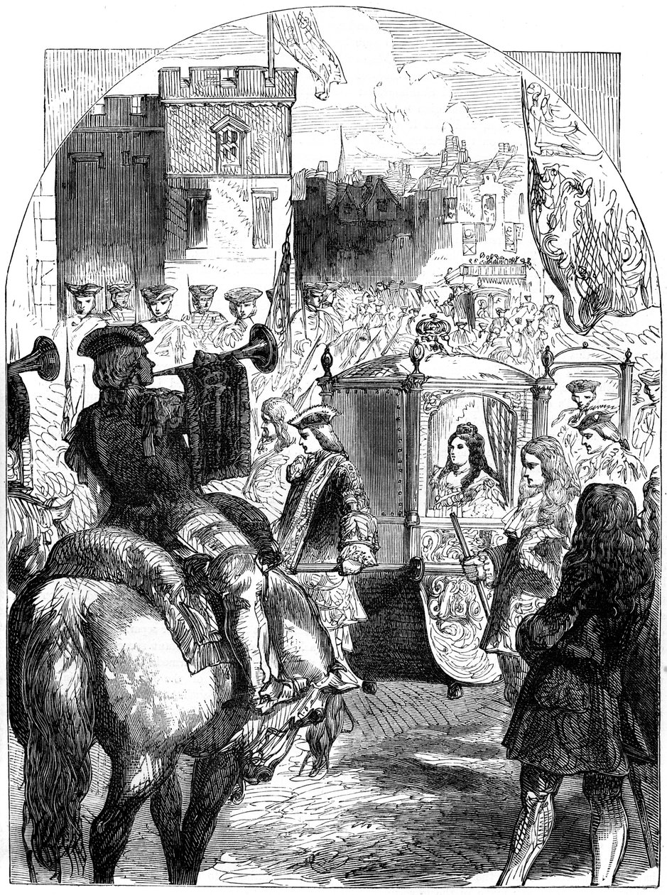 Queen Annes letzter Fortschritt zum Parlamentshaus, Westminster, London, 19. Jahrhundert von Unbekannt