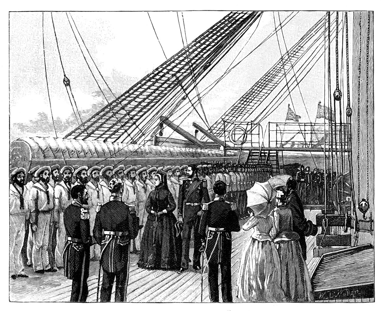 Königin Victoria inspiziert die HMS Galatea, Osborne Bay, ca. 1860er Jahre von Unbekannt