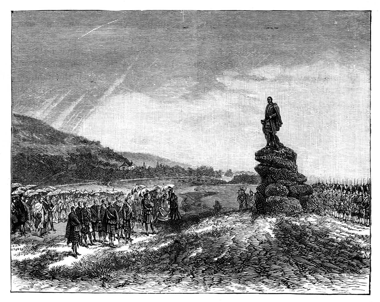 Königin Victoria enthüllt eine Statue von Prinz Albert in Balmoral, Schottland, 1860er Jahre von Unbekannt