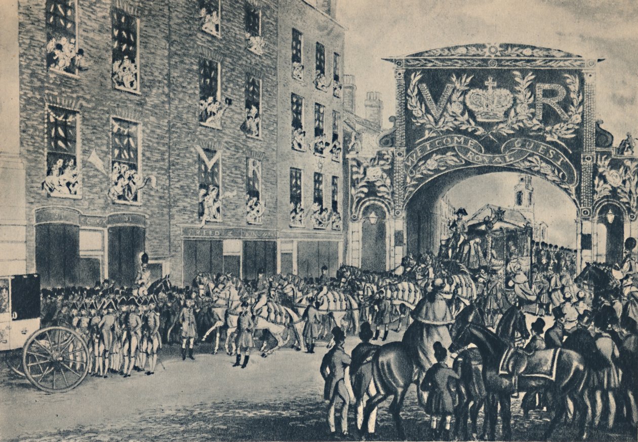 Königin Victorias Einzug in die Stadt auf ihrem Weg zur Guildhall, 9. November 1837, 1948 von Unbekannt