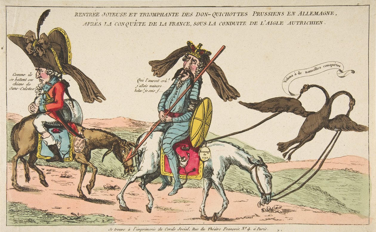 Freudige und triumphale Rückkehr der preußischen Don-Quichottes nach Deutschland, nach der Eroberung, ca. 1792 von Unbekannt