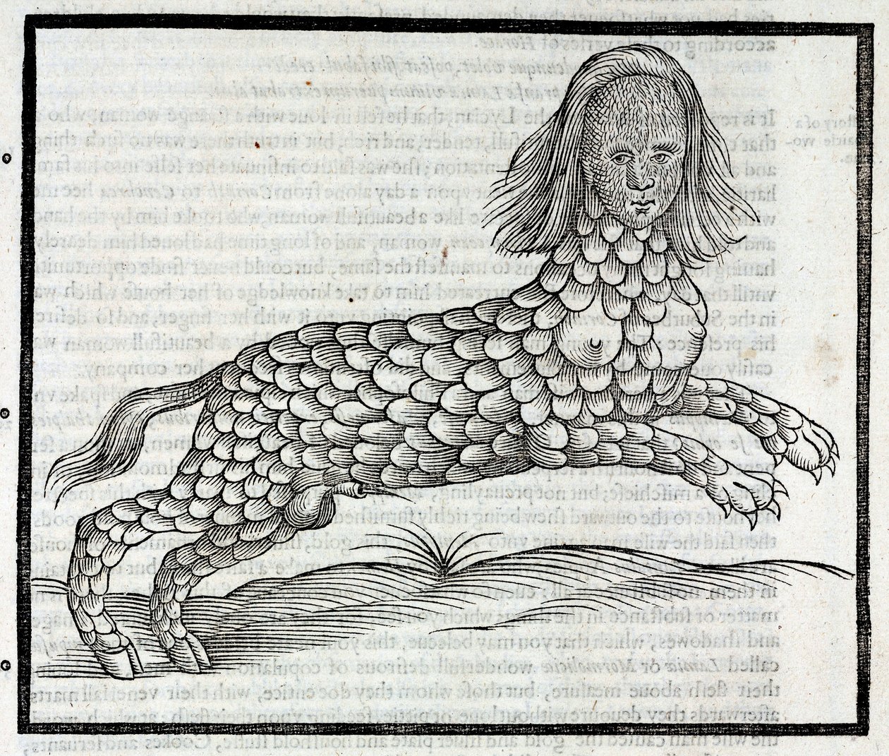 Darstellung der Kreatur Lamia (Sybaris), Gravur aus 
