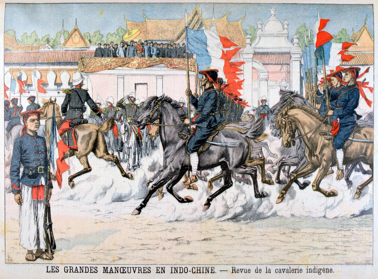Überprüfung der einheimischen Kavallerie, Französisch-Indochina, 1903 von Unbekannt