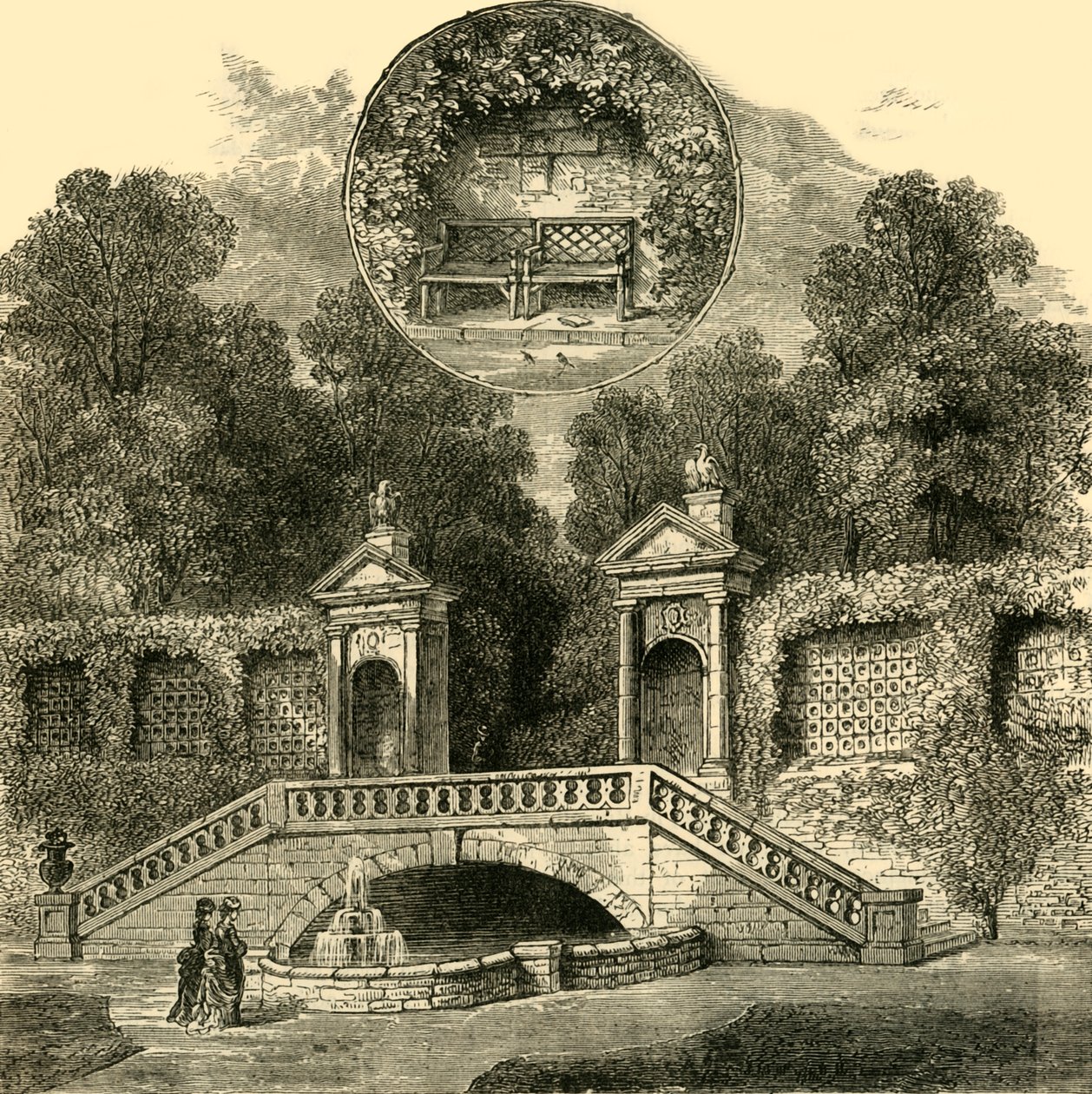 Rogers Sitz und Inigo Jones Tor, Holland House, ca. 1876 von Unbekannt