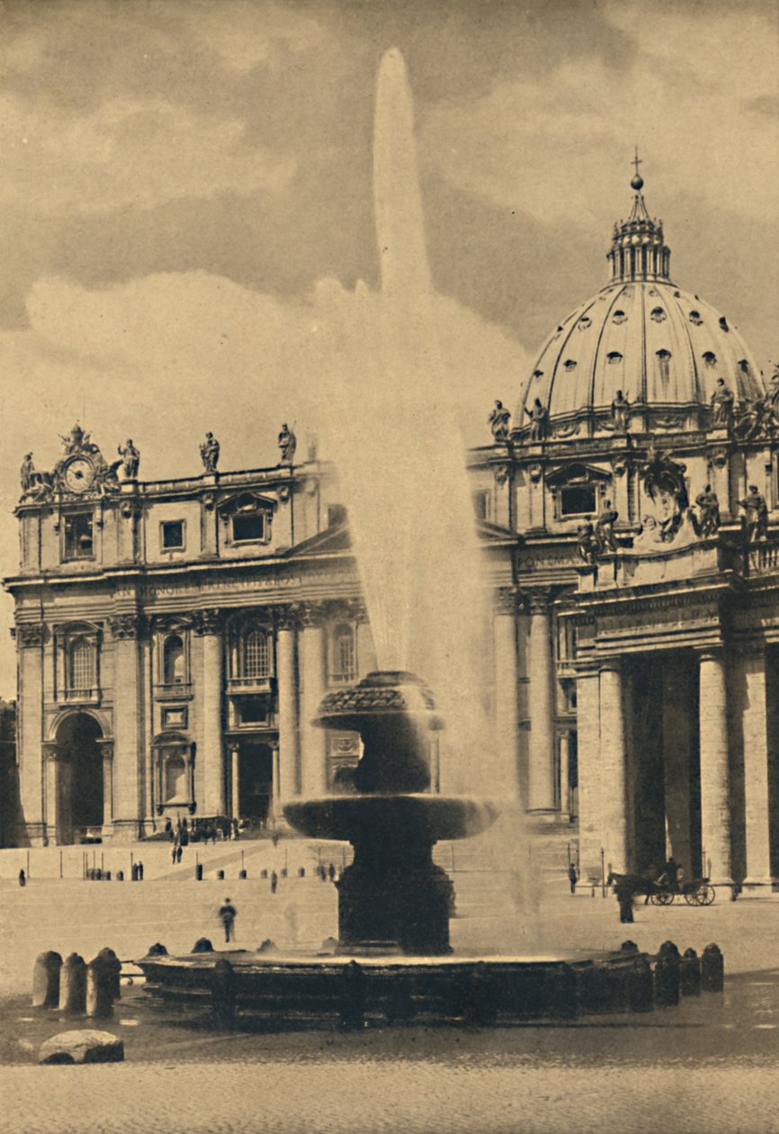 Rom - Petersplatz. Brunnen und Fassade von Carlo Maderno. Kuppel von Michelangelo, 1910 von Unbekannt