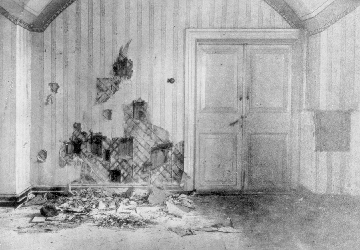 Raum, in dem Zar Nikolaus II. und seine Familie hingerichtet wurden, Jekaterinburg, Russland, 17. Juli 1918 von Unbekannt