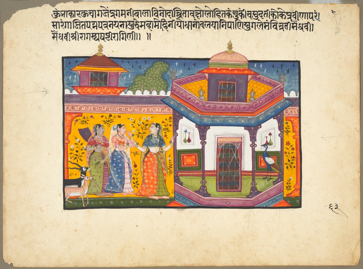 Saindhavi Ragini der Sri Raga Familie, Seite aus einer Ragamala-Serie, 1600-1610 von Unbekannt