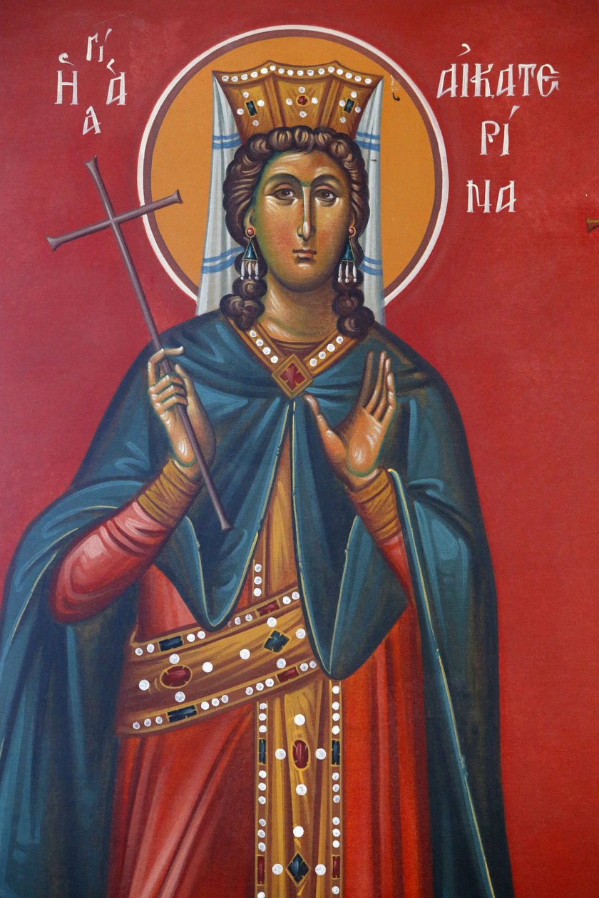 Heilige Katharina Fresko in der Heilig-Kreuz-Kirche, Pedoulas, 20150510, Pedoulas, Zypern von Unbekannt