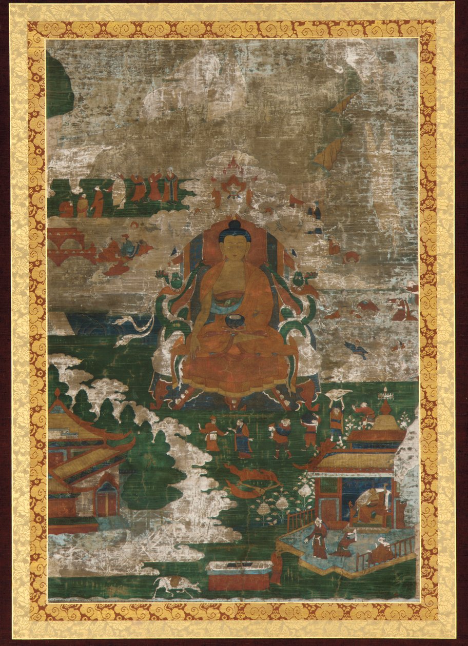 Sakyamuni auf dem Thron und biografische Szenen, 18. Jahrhundert von Unbekannt