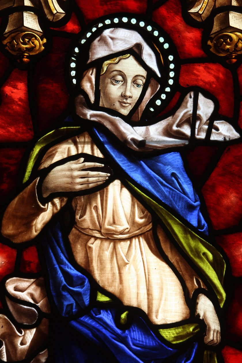 San Jeronimo Kirche. Buntglasfenster. Jungfrau Maria, Madrid, Spanien von Unbekannt