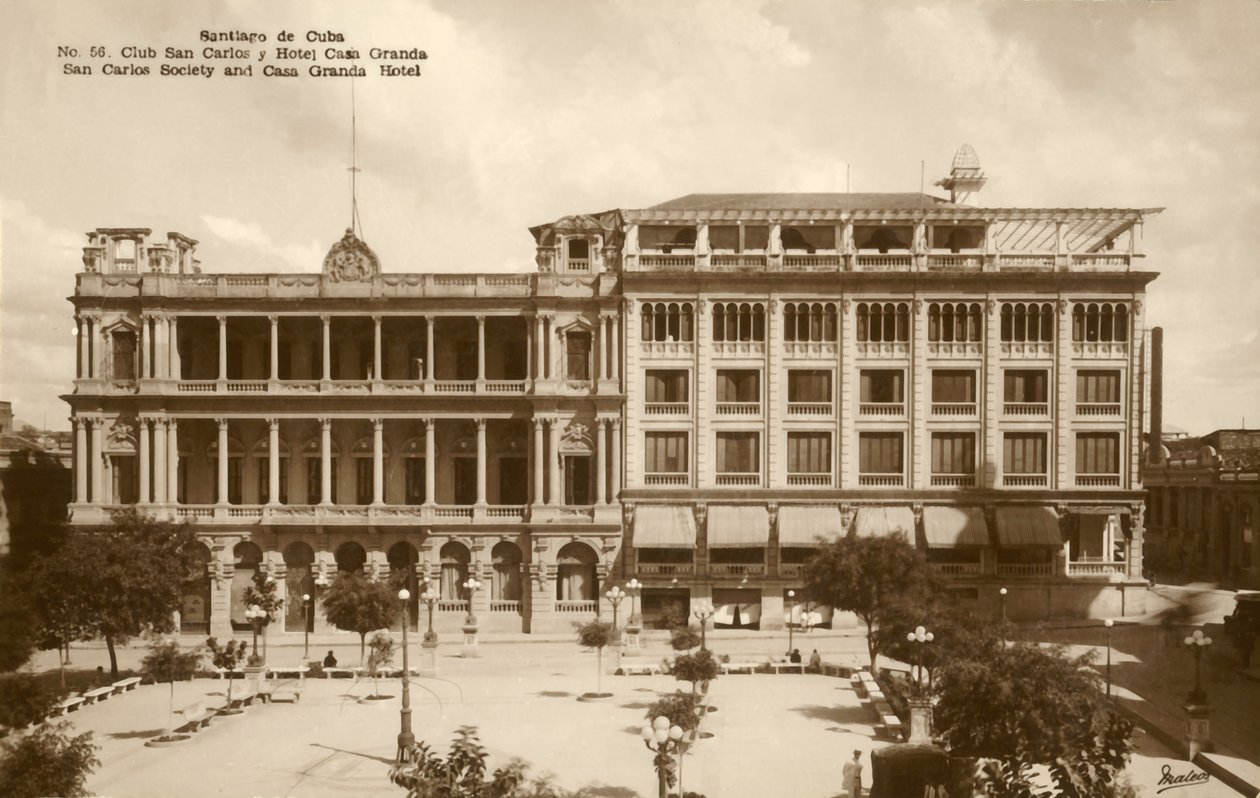 Santiago de Cuba - San Carlos Gesellschaft und Casa Granda Hotel, ca. 1920er Jahre von Unbekannt