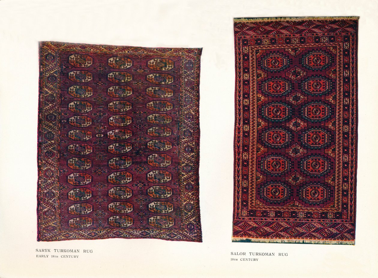 Saryk-Turkmenen-Teppich, frühes 18. Jahrhundert und Salor-Turkmenen-Teppich, 18. Jahrhundert von Unbekannt