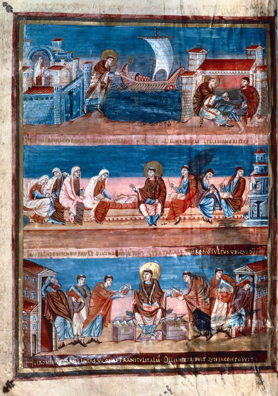 Szenen aus dem Leben des heiligen Hieronymus, aus der Bibel von Karl dem Kahlen, 9. Jahrhundert von Unbekannt