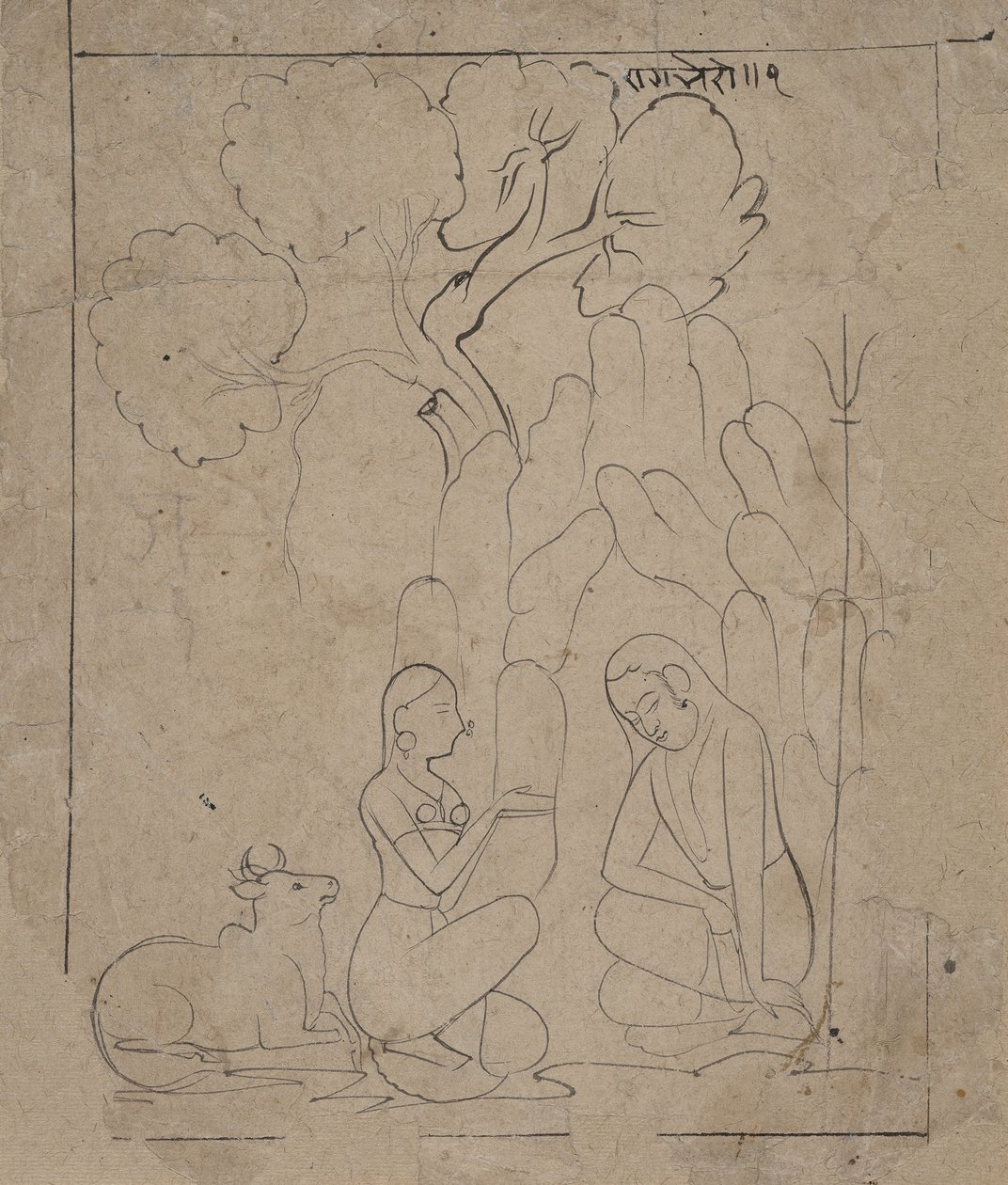 Shiva und Parvati in einer Berggrotte, ca. 1800 von Unbekannt