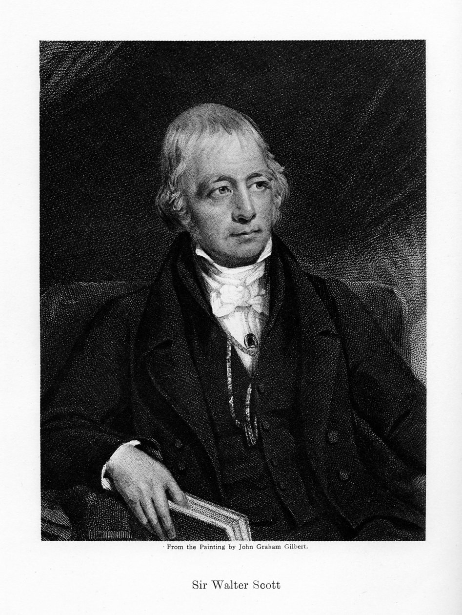 Sir Walter Scott, 1. Baronet, produktiver schottischer historischer Romanautor und Dichter, 19. Jahrhundert von Unbekannt