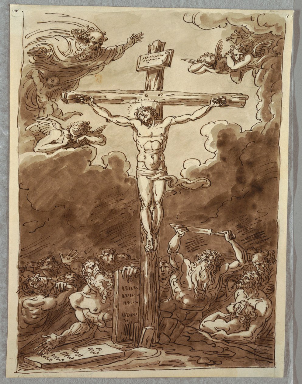 Skizzenbuch-Folio, Die Kreuzigung, Studie nach Ludovica Carracci von Unbekannt