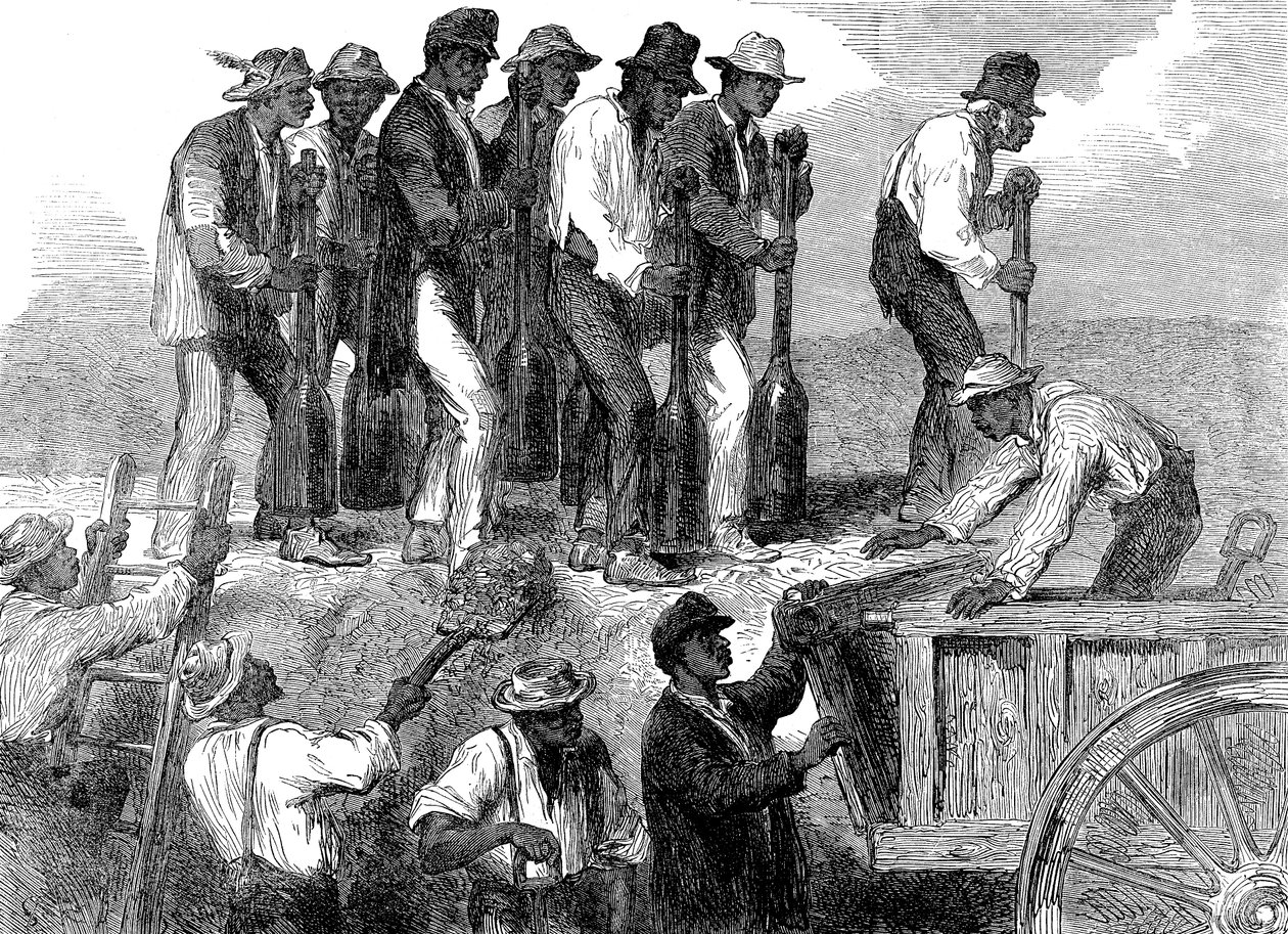 Sklavenarbeit zur Verstärkung der Befestigungen von Savannah, Georgia, Amerikanischer Bürgerkrieg, 1863 von Unbekannt