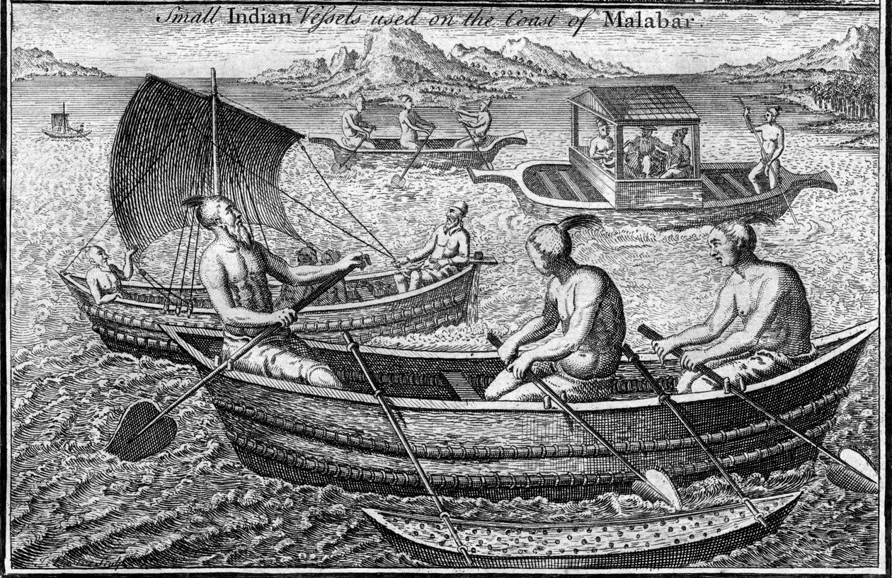Kleines Schiff an der Küste von Malabar Cochin, Indien, 18. Jahrhundert von Unbekannt