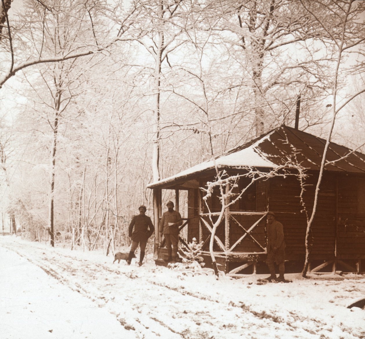Soldaten im Schnee, Marquenterre, Nordfrankreich, ca. 1914-ca. 1918 von Unbekannt